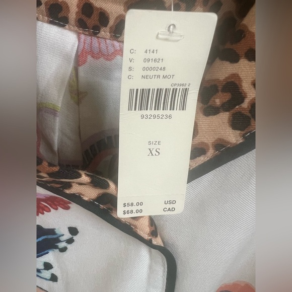 NWT new XS Anthropologie button flannel pajama top multicolor floral pjs - Picture 5 of 17